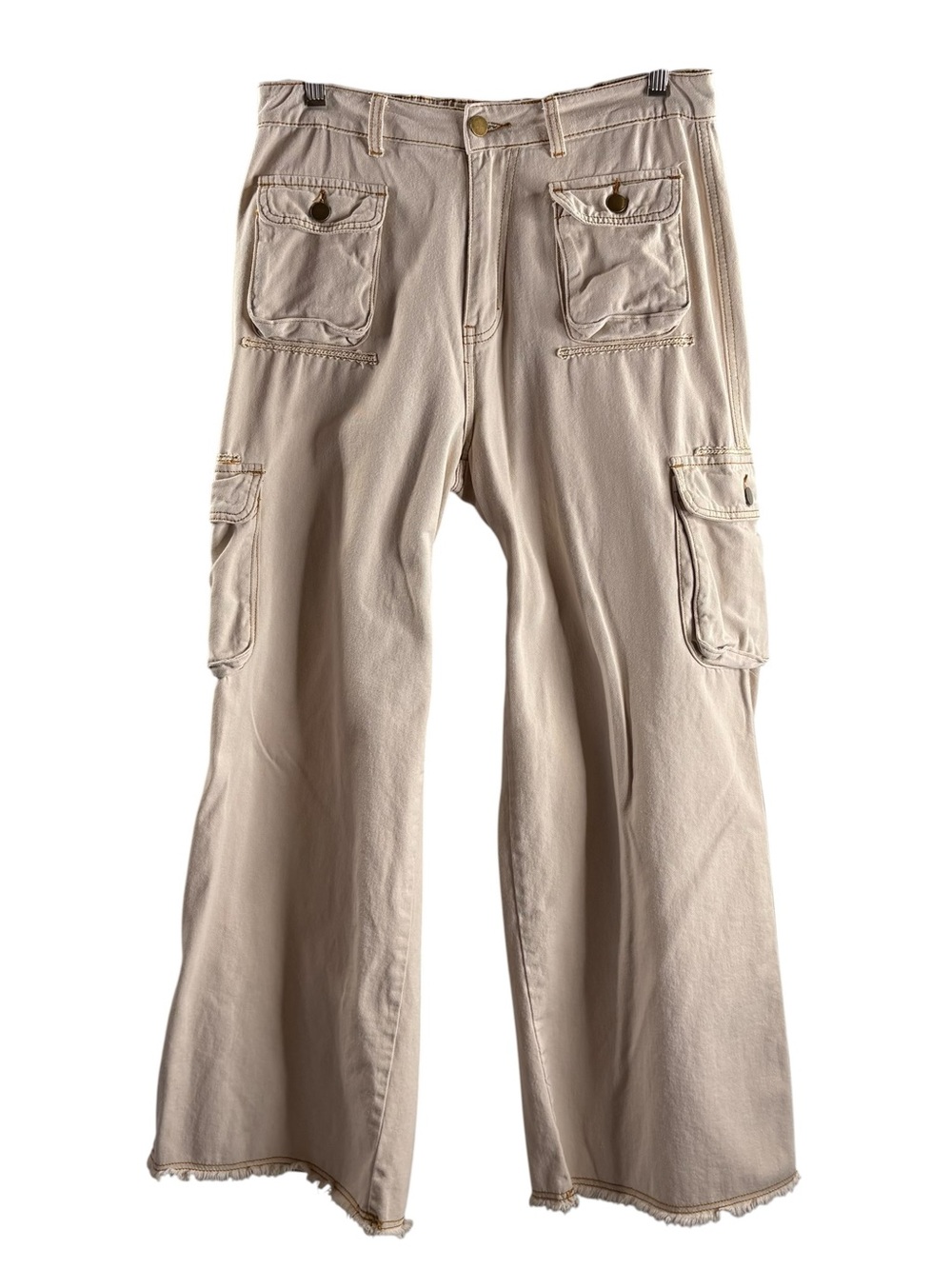 POL Beige Wide Leg Cargo Jean Denim Pants $68